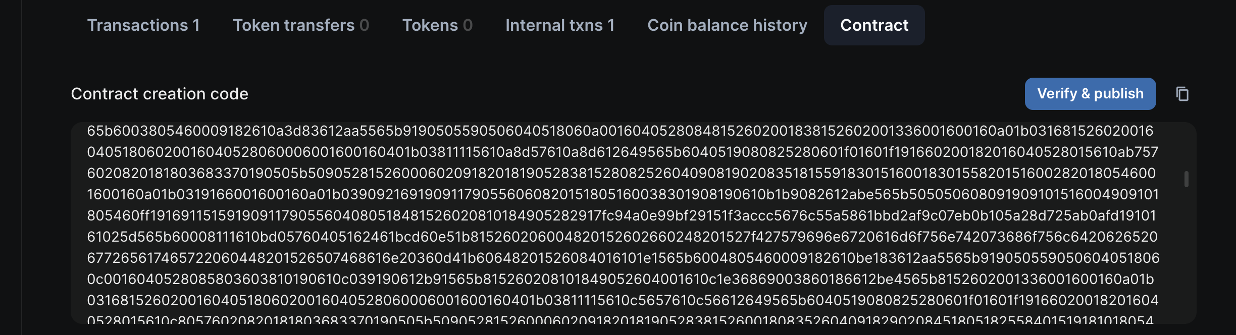 Explore Tab on the chain explorer